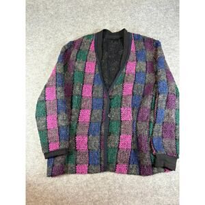 VINTAGE Koret Career Cardigan Womens XL Multicolor V-Neck Sweater Grandma Hippie